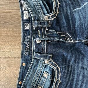 Miss Me Dark Indigo Bootcut Jeans with Contrast Stitching